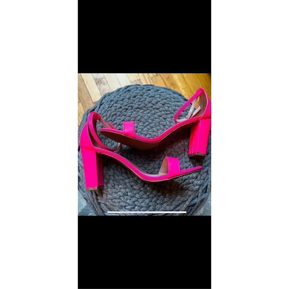 Hot Pink strap block heels. 8.5 Wilddiva